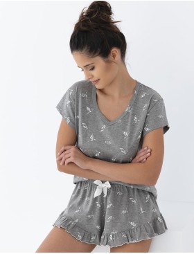 Легкая пижама из хлопка Sensis CECILY, Цвет: серый, Размеры: M