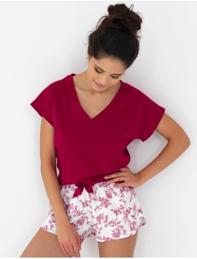 Женская пижама с шортами Sensis MELANIE, Цвет: бордовый, Размеры: M