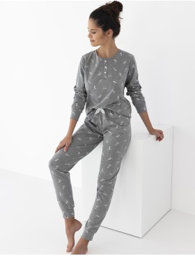 Хлопковая пижама со штанами Sensis NEPHELE, Цвет: серый, Размеры: M, изображение 2