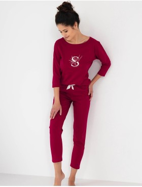 Хлопковая пижама Sensis SARAH, Цвет: малиновый, Размеры: M, изображение 2
