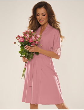 Халат под пояс De Lafense 643 NOELA розовый, Цвет: розовый, Размеры: S