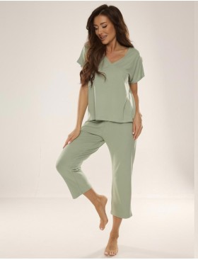 Пижама с брюками De Lafense 694 FREYA II оливковый, Цвет: оливковый, Размеры: 2XL, изображение 2