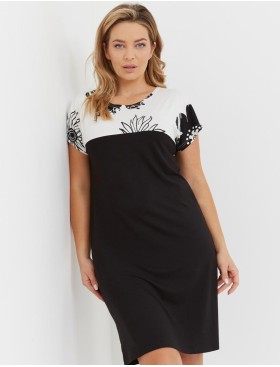 Сорочка женская De Lafense 742 ELLE, Цвет: экрю/черный, Размеры: M