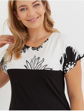 Сорочка женская De Lafense 742 ELLE, Цвет: экрю/черный, Размеры: M, изображение 3