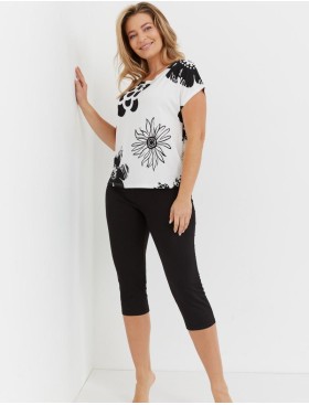 Пижама с бриджами De Lafense 743 ELLE, Цвет: экрю/черный, Размеры: M, изображение 2