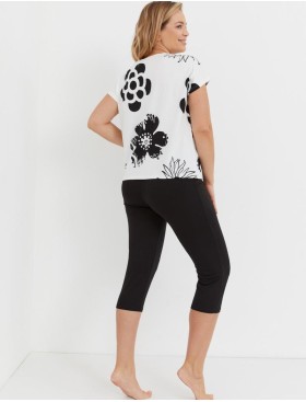 Пижама с бриджами De Lafense 743 ELLE, Цвет: экрю/черный, Размеры: M, изображение 3