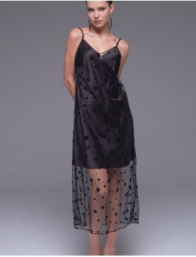 Длинная прозрачная сорочка из сетки Mia-Amore ANDROMEDA 4301 черный, Цвет: черный, Размеры: 2XL, изображение 4