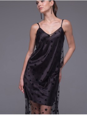 Длинная прозрачная сорочка из сетки Mia-Amore ANDROMEDA 4301 черный, Цвет: черный, Размеры: 2XL, изображение 3