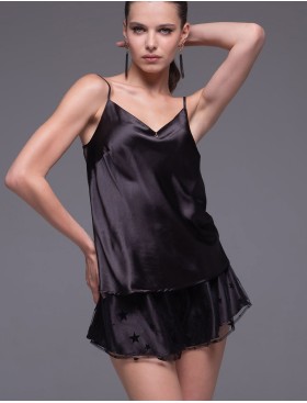 Оригинальная пижама из шелка и сетки Mia-Amore ANDROMEDA 4302 черный, Цвет: черный, Размеры: XS