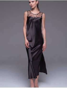 Длинная шелковая сорочка Mia-Amore ANDROMEDA 4308 черный, Цвет: черный, Размеры: 2XL, изображение 3