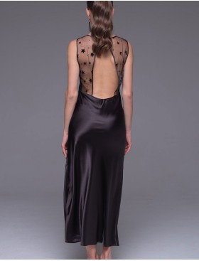 Длинная шелковая сорочка Mia-Amore ANDROMEDA 4308 черный, Цвет: черный, Размеры: 2XL, изображение 2