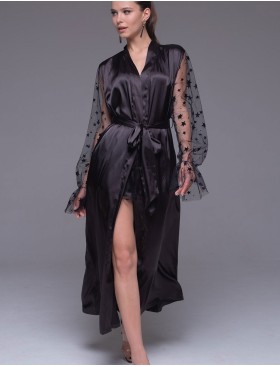 Длинный шелковый халат Mia-Amore ANDROMEDA 4309 черный, Цвет: черный, Размеры: L/XL