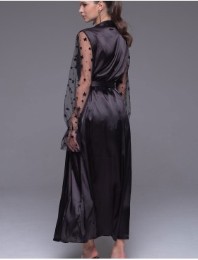 Длинный шелковый халат Mia-Amore ANDROMEDA 4309 черный, Цвет: черный, Размеры: L/XL, изображение 2