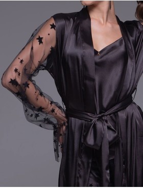 Длинный шелковый халат Mia-Amore ANDROMEDA 4309 черный, Цвет: черный, Размеры: L/XL, изображение 5