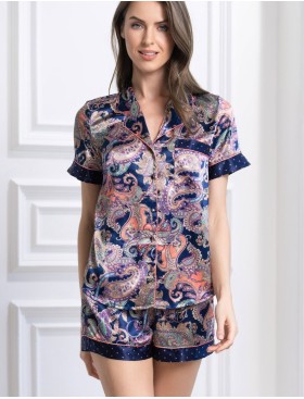 Шелковый костюм с шортами Mia-Amore ETRO 3514, Цвет: темно-синий, Размеры: 3XL, изображение 4