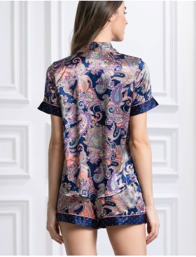 Шелковый костюм с шортами Mia-Amore ETRO 3514, Цвет: темно-синий, Размеры: 3XL, изображение 2