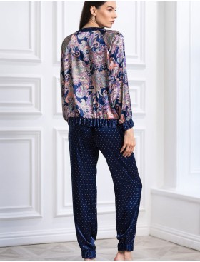 Шелковый домашний костюм Mia-Amore ETRO 3524, Цвет: темно-синий, Размеры: S, изображение 2