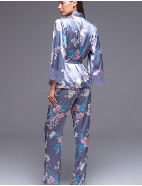 Шёлковая пижама тройка Mia-Amore HENRIETTA 3751, Цвет: жемчужно-серый, Размеры: XL, изображение 3