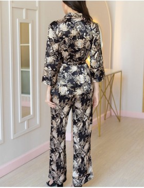 Шелковая пижама со штанами Mia-Amore YASMINA 3665, Цвет: черный, Размеры: 5XL, изображение 3