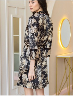 Шёлковая рубашка халат Mia-Amore YASMINA 3987, Цвет: черный, Размеры: S, изображение 2