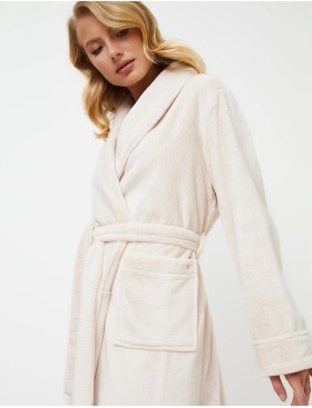 Длинный теплый халат Aruelle CALLY, Цвет: светло-бежевый, Размеры: S