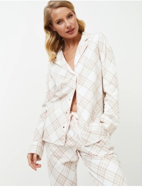 Фланелевая пижама с брюками Aruelle CAMILLE, Цвет: светло-бежевый/молоч, Размеры: S