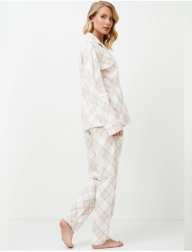 Фланелевая пижама с брюками Aruelle CAMILLE, Цвет: светло-бежевый/молоч, Размеры: S, изображение 3