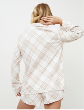 Фланелевая пижама с шортами Aruelle CAMILLE, Цвет: светло-бежевый/молоч, Размеры: M, изображение 2