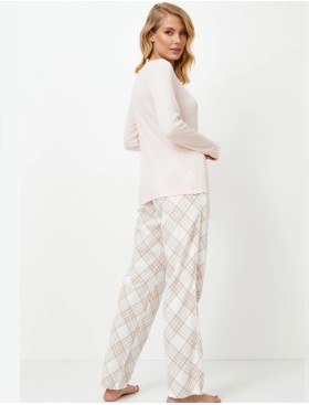 Женская пижама с фланелевыми брюками Aruelle CLAUDIA, Цвет: светло-бежевый/молоч, Размеры: S, изображение 3