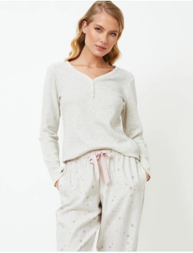 Пижама с фланелевыми брюками Aruelle DOREEN, Цвет: светло-серый, Размеры: XS