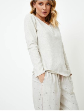 Пижама с фланелевыми брюками Aruelle DOREEN, Цвет: светло-серый, Размеры: XS, изображение 4