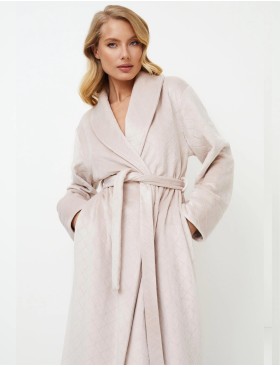 Длинный халат с запахом Aruelle ELLA, Цвет: светло-бежевый, Размеры: S