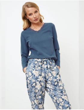 Пижама женская со штанами Aruelle FLEUR, Цвет: серо-голубой, Размеры: S