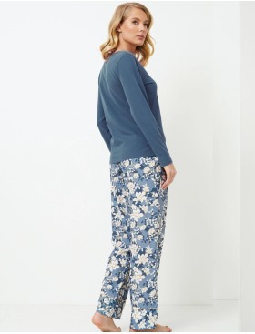Пижама женская со штанами Aruelle FLEUR, Цвет: серо-голубой, Размеры: S, изображение 3