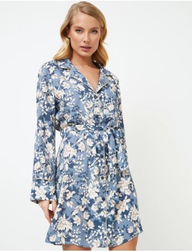 Рубашка-халат из вискозы Aruelle FRANCINE, Цвет: серо-голубой, Размеры: XS