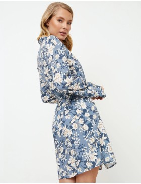 Рубашка-халат из вискозы Aruelle FRANCINE, Цвет: серо-голубой, Размеры: XS, изображение 2