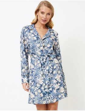 Рубашка-халат из вискозы Aruelle FRANCINE, Цвет: серо-голубой, Размеры: XS, изображение 4