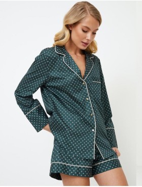 Хлопковая пижама с шортами Aruelle GENNY, Цвет: зеленый, Размеры: XL