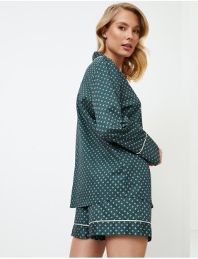 Хлопковая пижама с шортами Aruelle GENNY, Цвет: зеленый, Размеры: XL, изображение 2