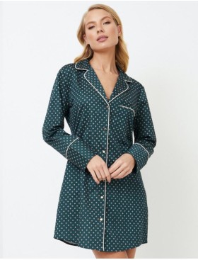 Халат-рубашка из хлопка Aruelle GENNY, Цвет: зеленый, Размеры: S