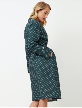 Хлопковый халат Aruelle GRISELLE, Цвет: зеленый, Размеры: S, изображение 2