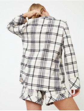 Фланелевая пижама с шортами Aruelle HENRIETTA, Цвет: серый/молочный, Размеры: S, изображение 2