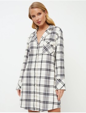 Фланелевая сорочка-рубашка Aruelle HENRIETTA, Цвет: серый/молочный, Размеры: XS