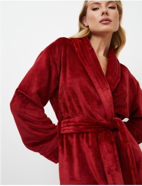 Плюшевый халат женский Aruelle HOLLY, Цвет: бургундское вино, Размеры: L, изображение 3