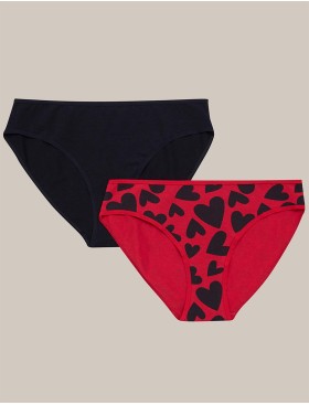 Набор хлопковых трусов 2 шт Esotiq MIA-MIA 42268 черный + красный, Цвет: черный+красный, Размеры: S