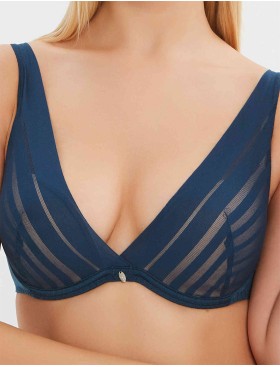 Треугольный бюстгальтер с пуш-ап Milavitsa 127660 синий топаз/нюд, Цвет: синий топаз/нюд, Размеры: 80B