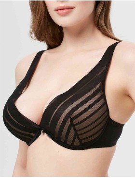 Треугольный бюстгальтер с пуш-ап Milavitsa 127660 черный с нюдом, Цвет: черный с нюдом, Размеры: 80B, изображение 3