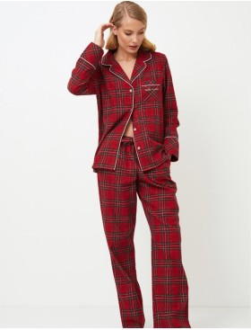 Фланелевая пижама с брюками Aruelle HOLLY, Цвет: бургундское вино, Размеры: S, изображение 2