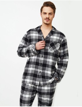 Фланелевая мужская пижама Aruelle JAMES, Цвет: черный/белый, Размеры: M