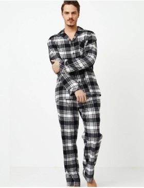 Фланелевая мужская пижама Aruelle JAMES, Цвет: черный/белый, Размеры: M, изображение 2